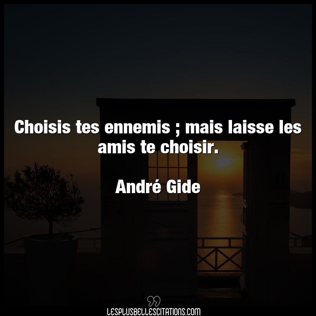 Choisis tes ennemis ; mais laisse les amis te