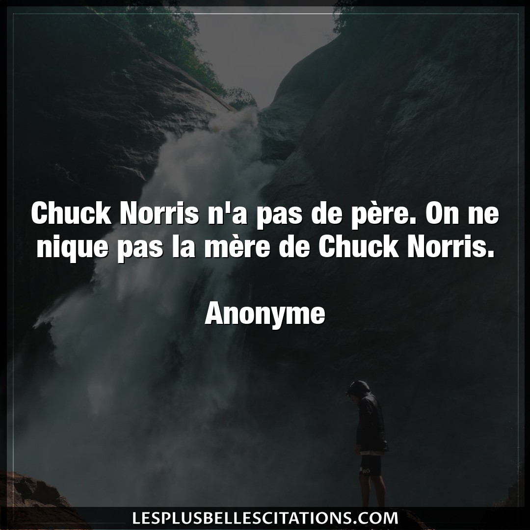 Chuck Norris n’a pas de père. On ne nique pa