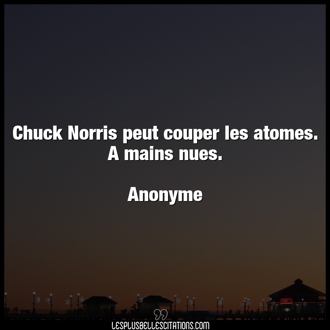 Chuck Norris peut couper les atomes. A mains