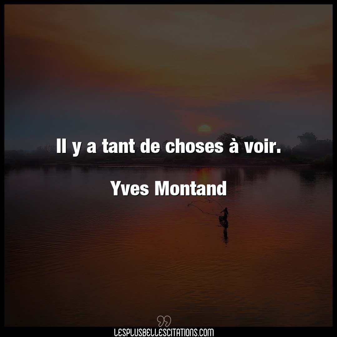 Il y a tant de choses à voir.

Yves Montan