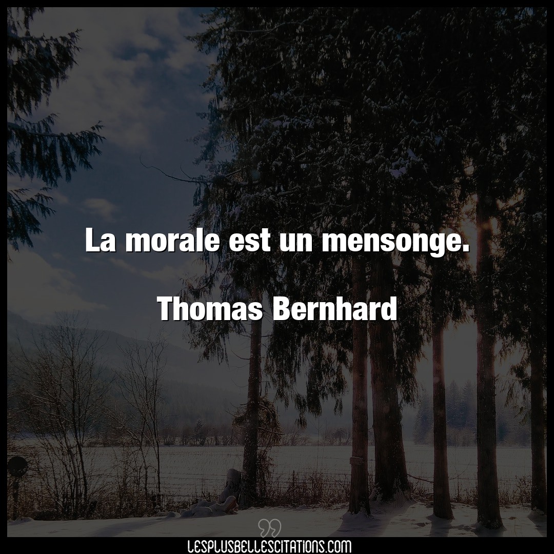 La morale est un mensonge.

Thomas Bernhard