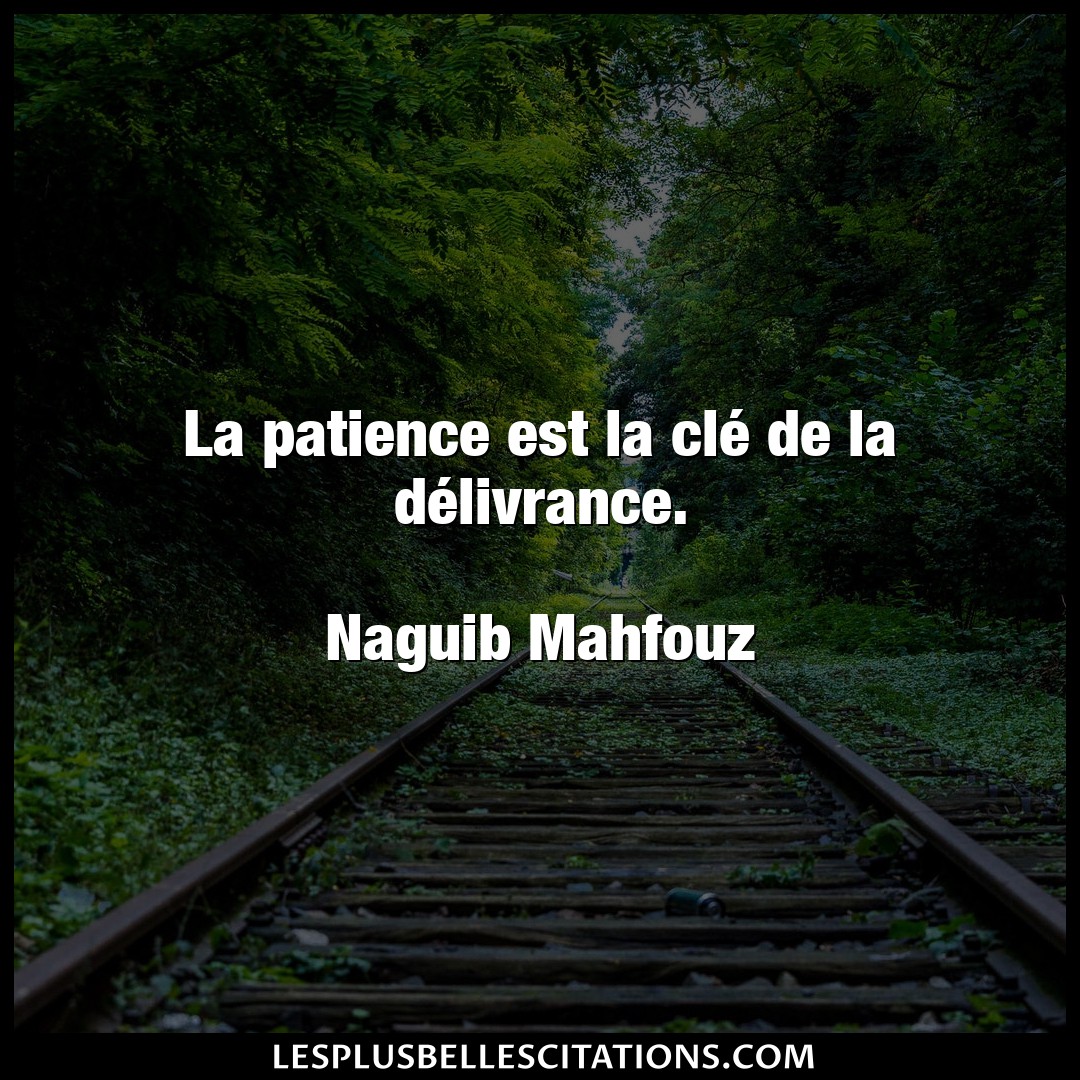 La patience est la clé de la délivrance.