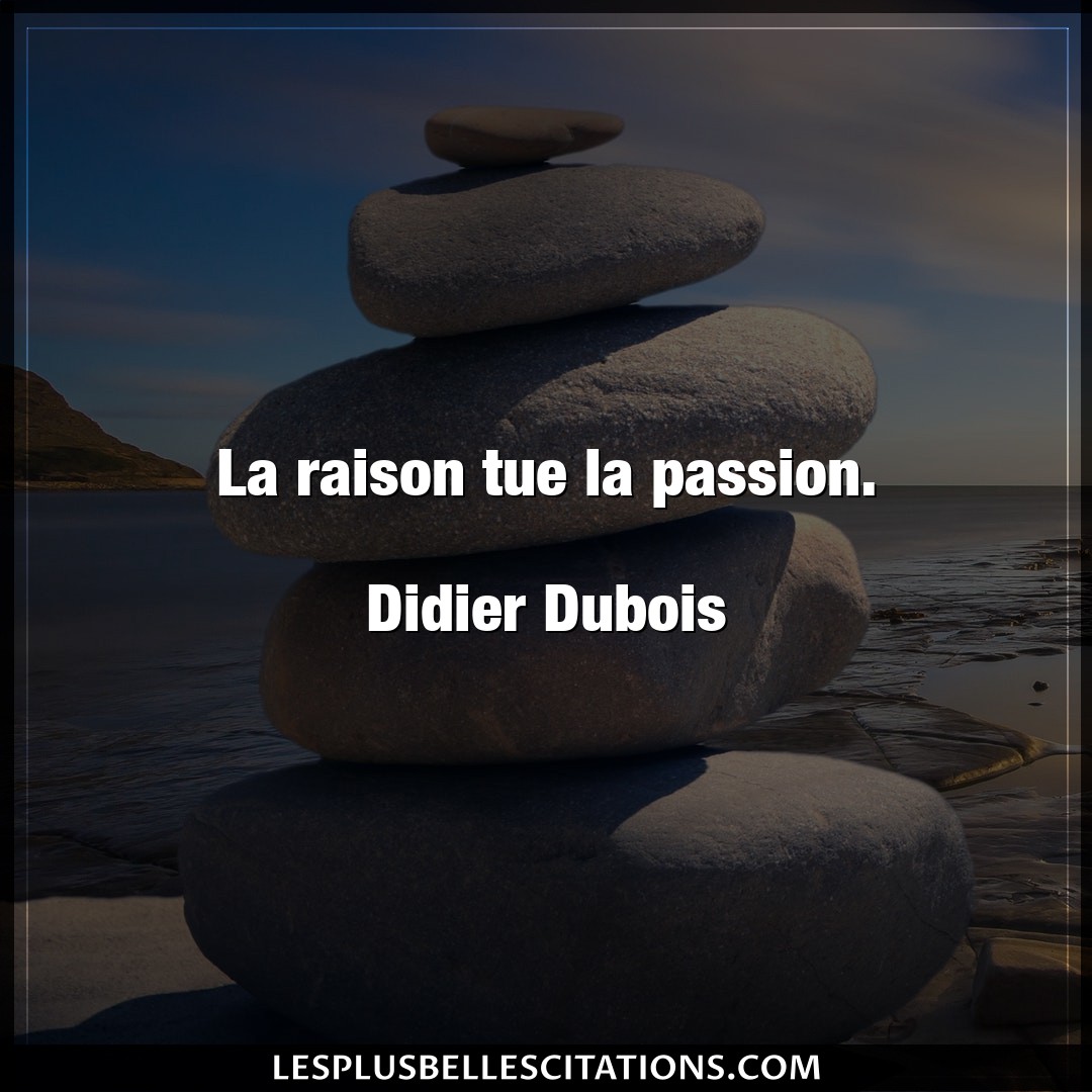 La raison tue la passion.

Didier Dubois