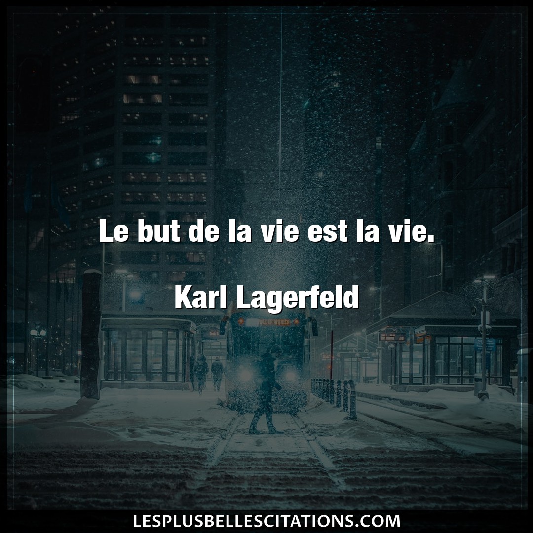 Le but de la vie est la vie.

Karl Lagerfel