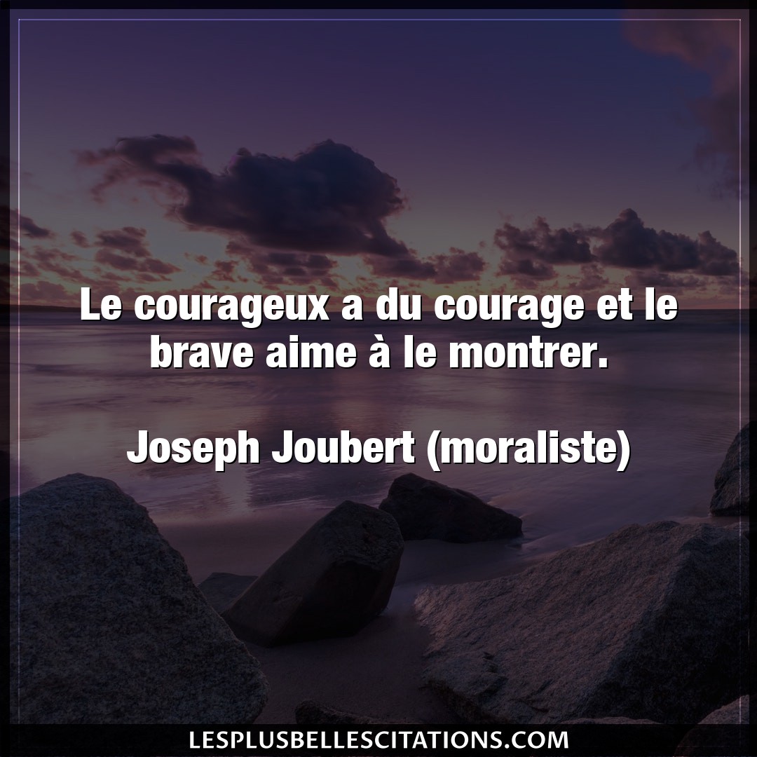 Le courageux a du courage et le brave aime à