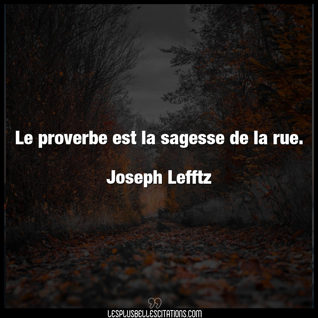 Le proverbe est la sagesse de la rue.

Jose
