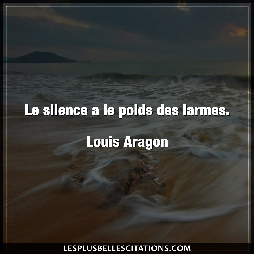 Le silence a le poids des larmes.

Louis Ar