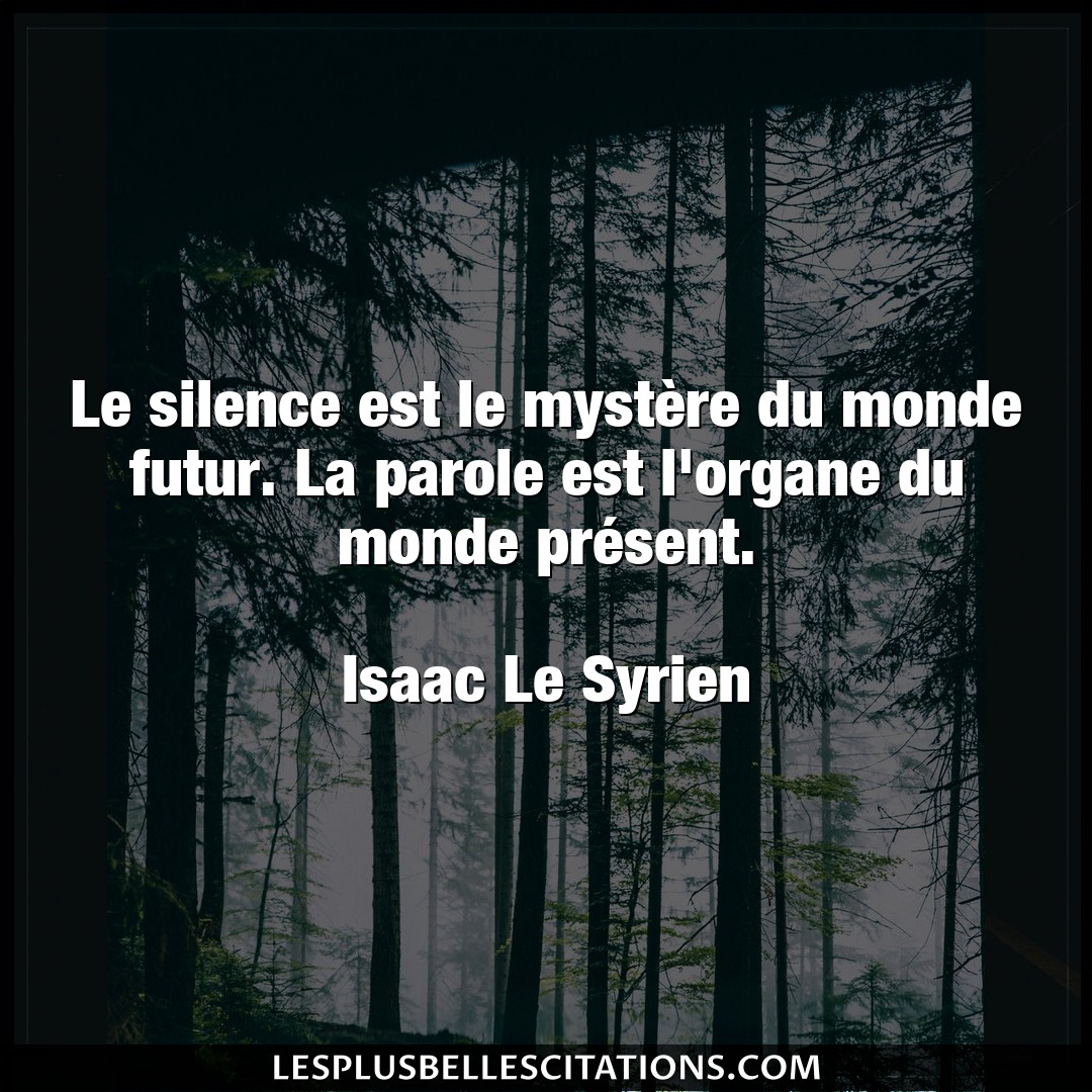 Le silence est le mystère du monde futur. La