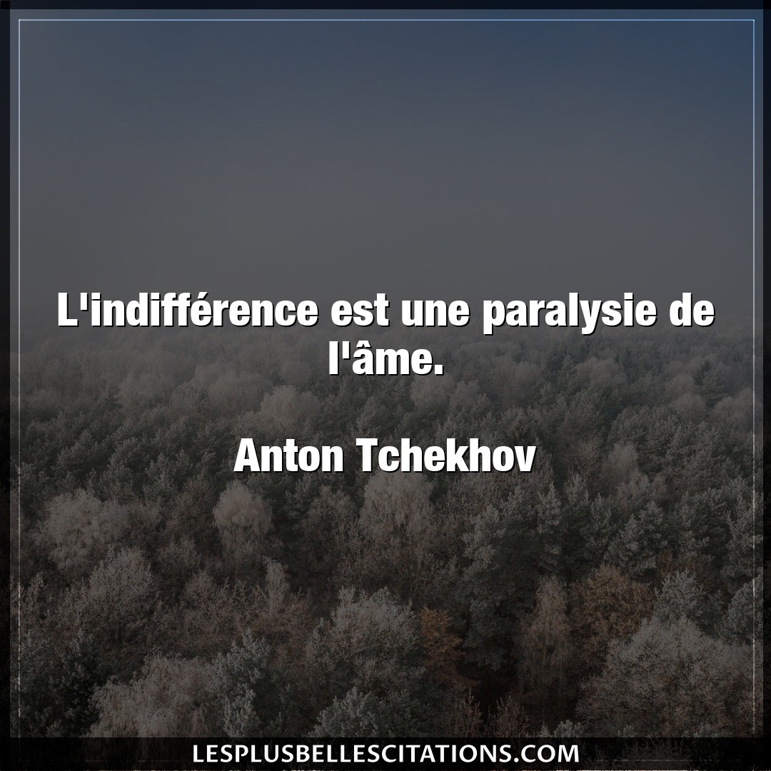 L’indifférence est une paralysie de l’âme.