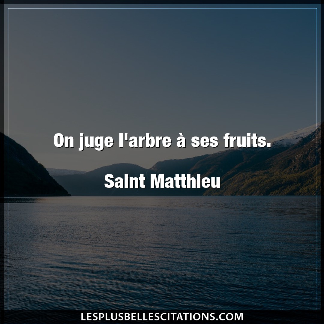 On juge l’arbre à ses fruits.

Saint Matth